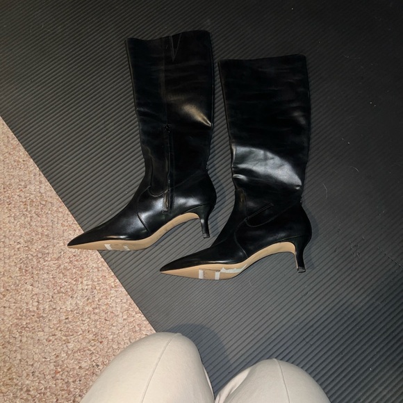 Franco Sarto Black Heeled Knee-High Boots - Picture 8 of 10